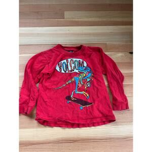 Volcom boys long sleeve t shirt red with dinosaur size M
